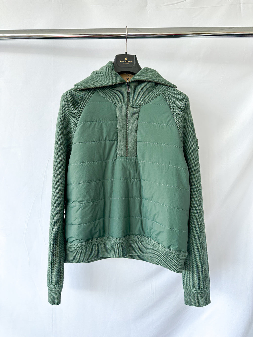 Belstaff Hills Zip Knitted Cardigan Jacket In Green
