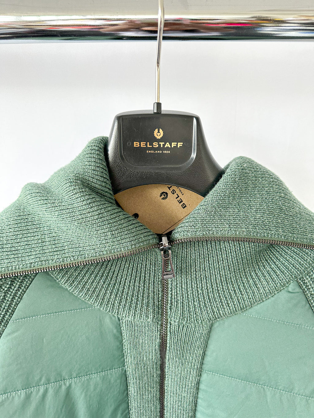 Belstaff Hills Zip Knitted Cardigan Jacket In Green