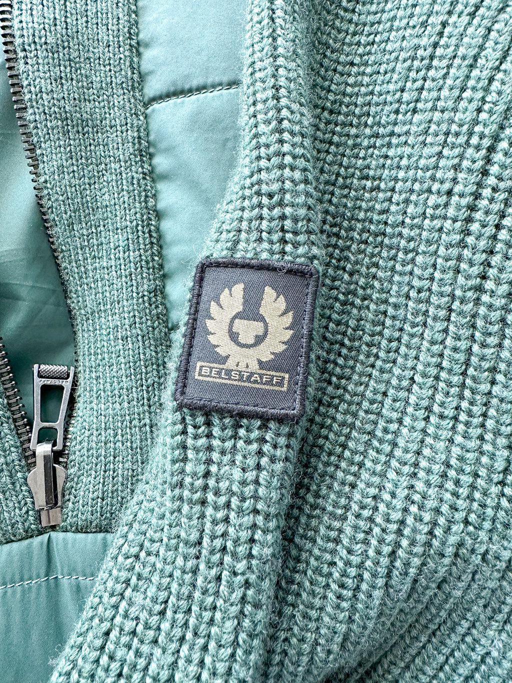 Belstaff Hills Zip Knitted Cardigan Jacket In Green