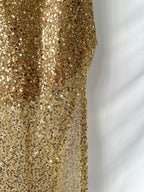 Nadine Merabi Louisa Gold Sequinned Slit Leg Dress