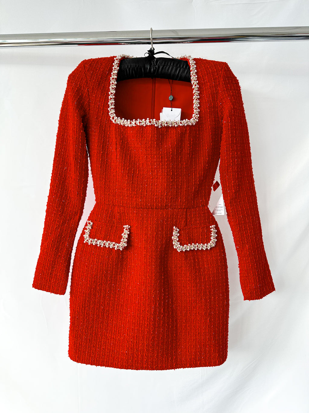 Nadine Merabi Red Natalie Tweed Mini Dress