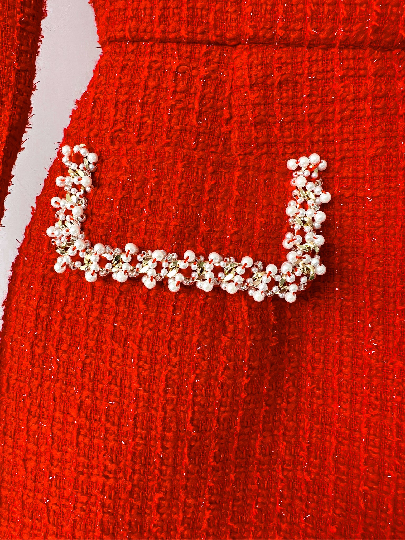 Nadine Merabi Red Natalie Tweed Mini Dress