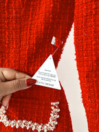 Nadine Merabi Red Natalie Tweed Mini Dress