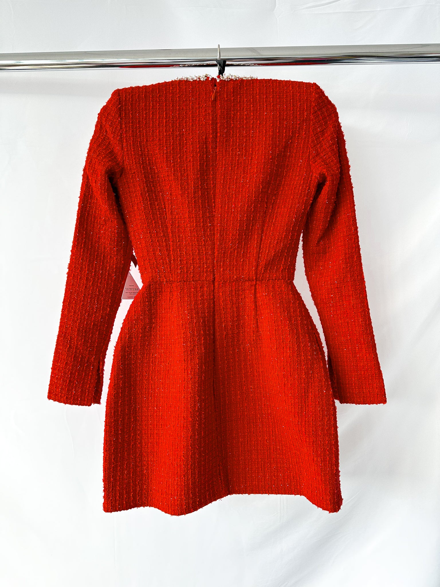 Nadine Merabi Red Natalie Tweed Mini Dress