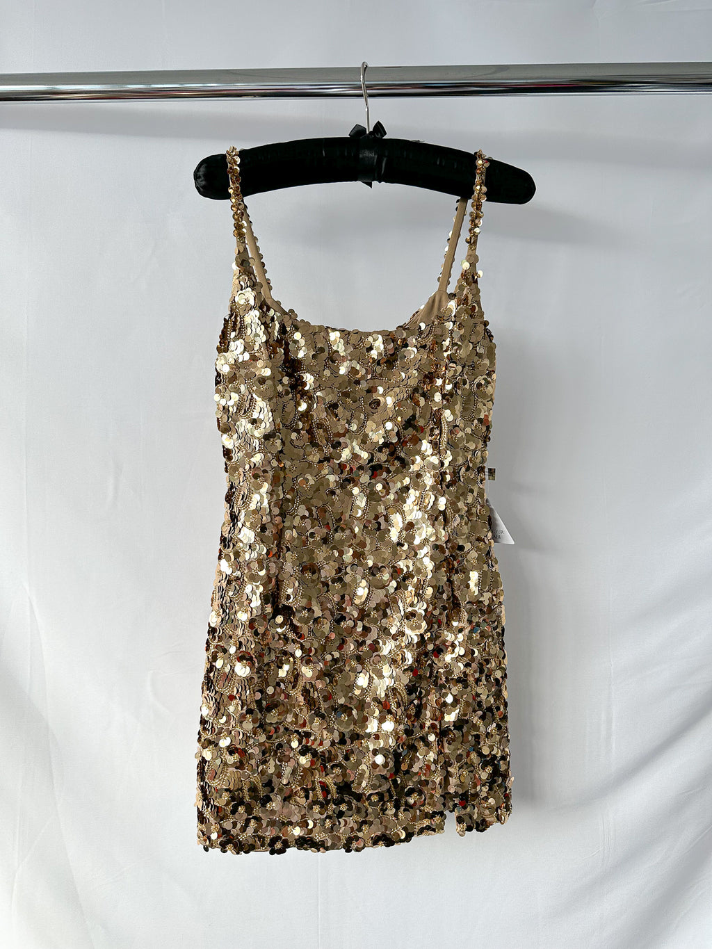Nadine Merabi Gold Karlie 3D Gold Sequinned Mini Dress