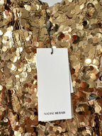 Nadine Merabi Gold Karlie 3D Gold Sequinned Mini Dress