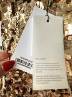 Nadine Merabi Gold Karlie 3D Gold Sequinned Mini Dress