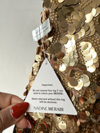 Nadine Merabi Gold Karlie 3D Gold Sequinned Mini Dress