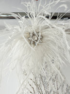 Nadine Merabi White Elissa Embellished Lace Feather Detail Jumpsuit