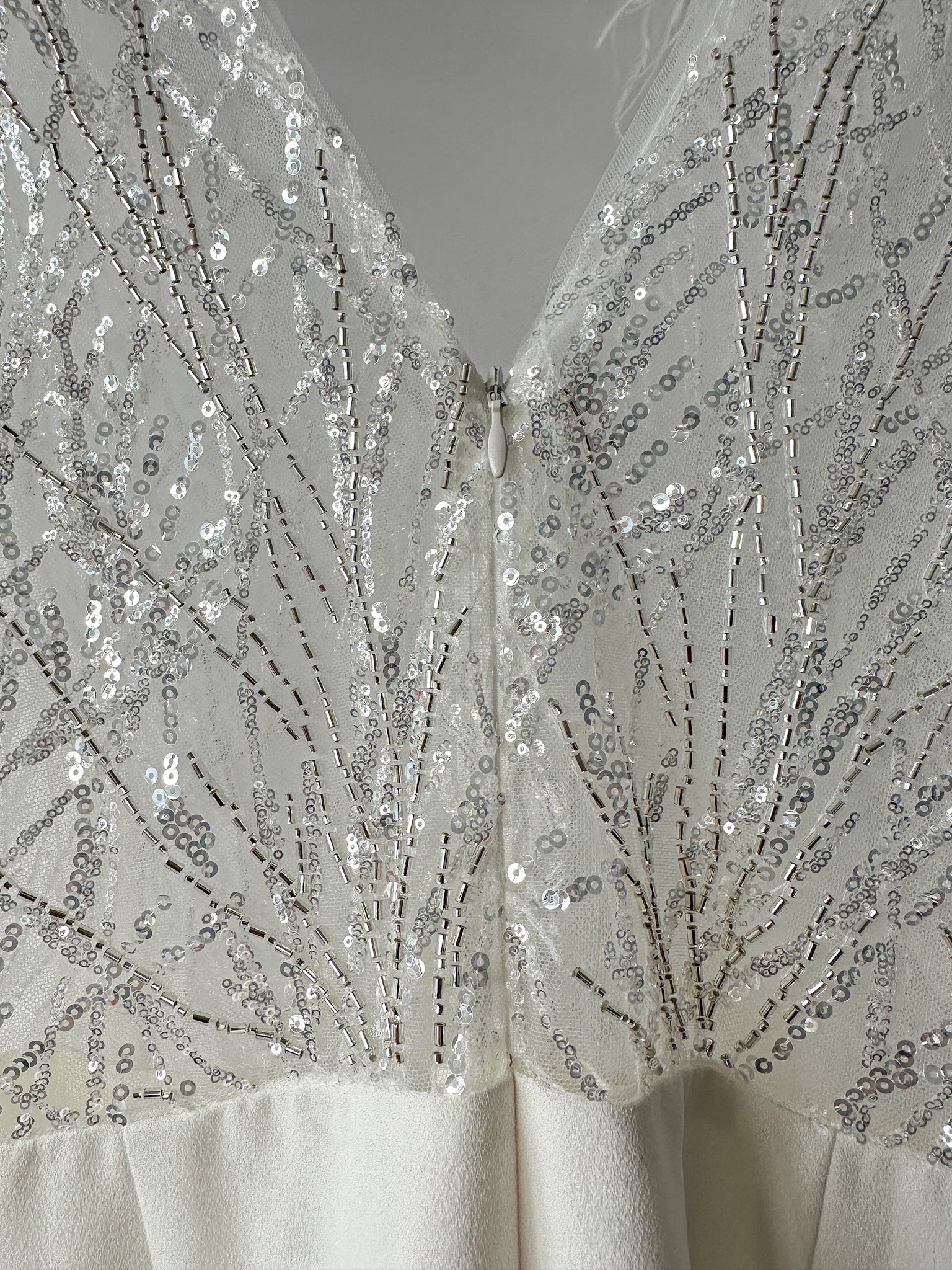 Nadine Merabi White Elissa Embellished Lace Feather Detail Jumpsuit