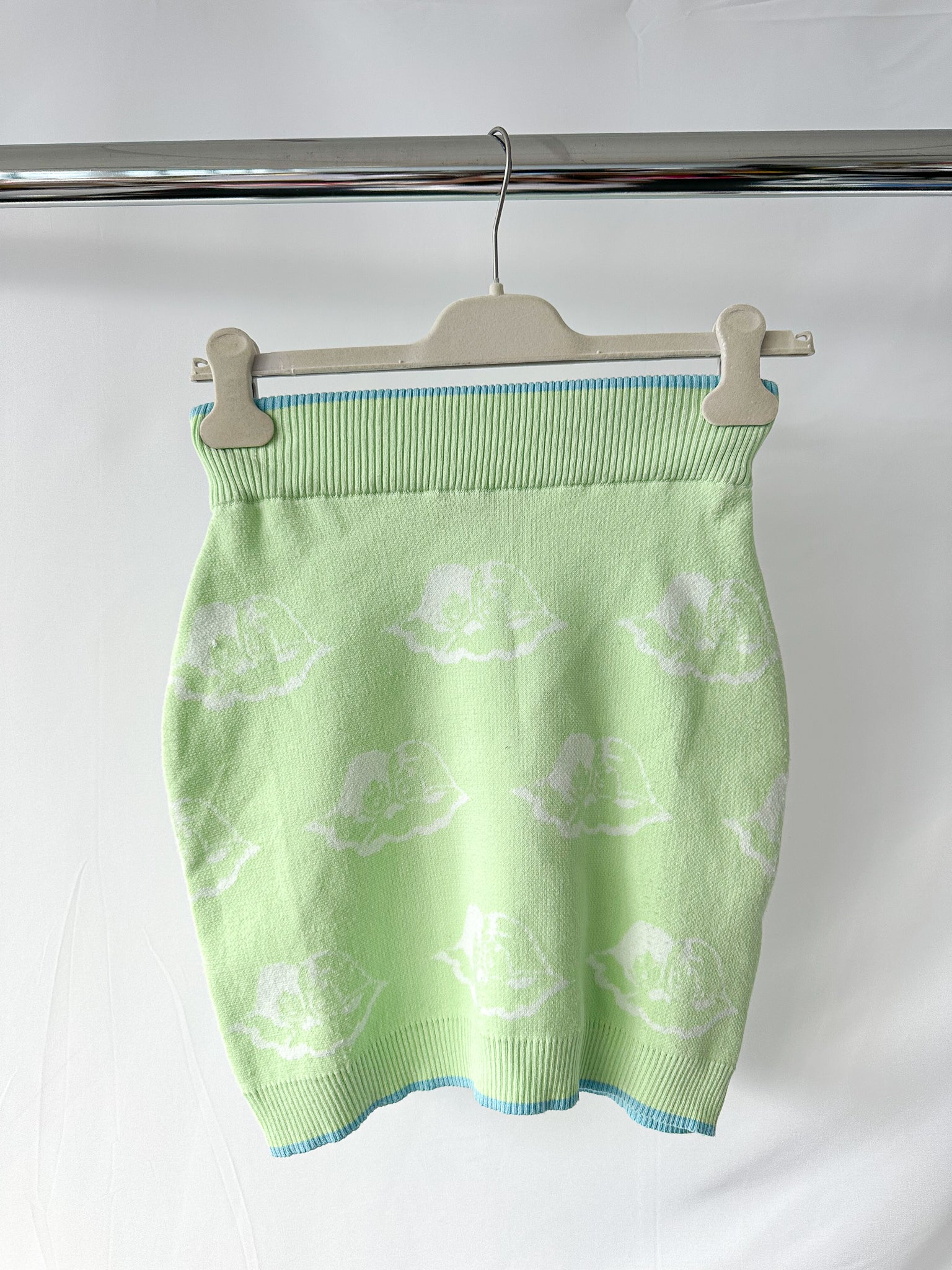 Fiorucci Green Cherubs Angels Intarsia Knit Mini Skirt