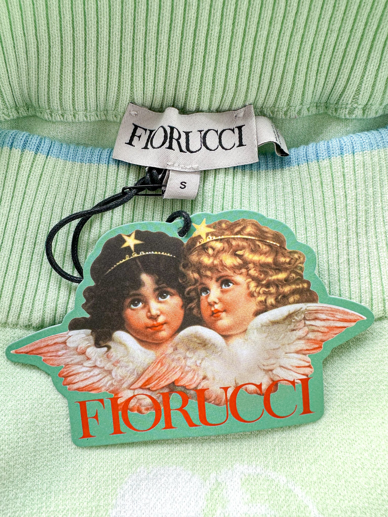 Fiorucci Green Cherubs Angels Intarsia Knit Mini Skirt