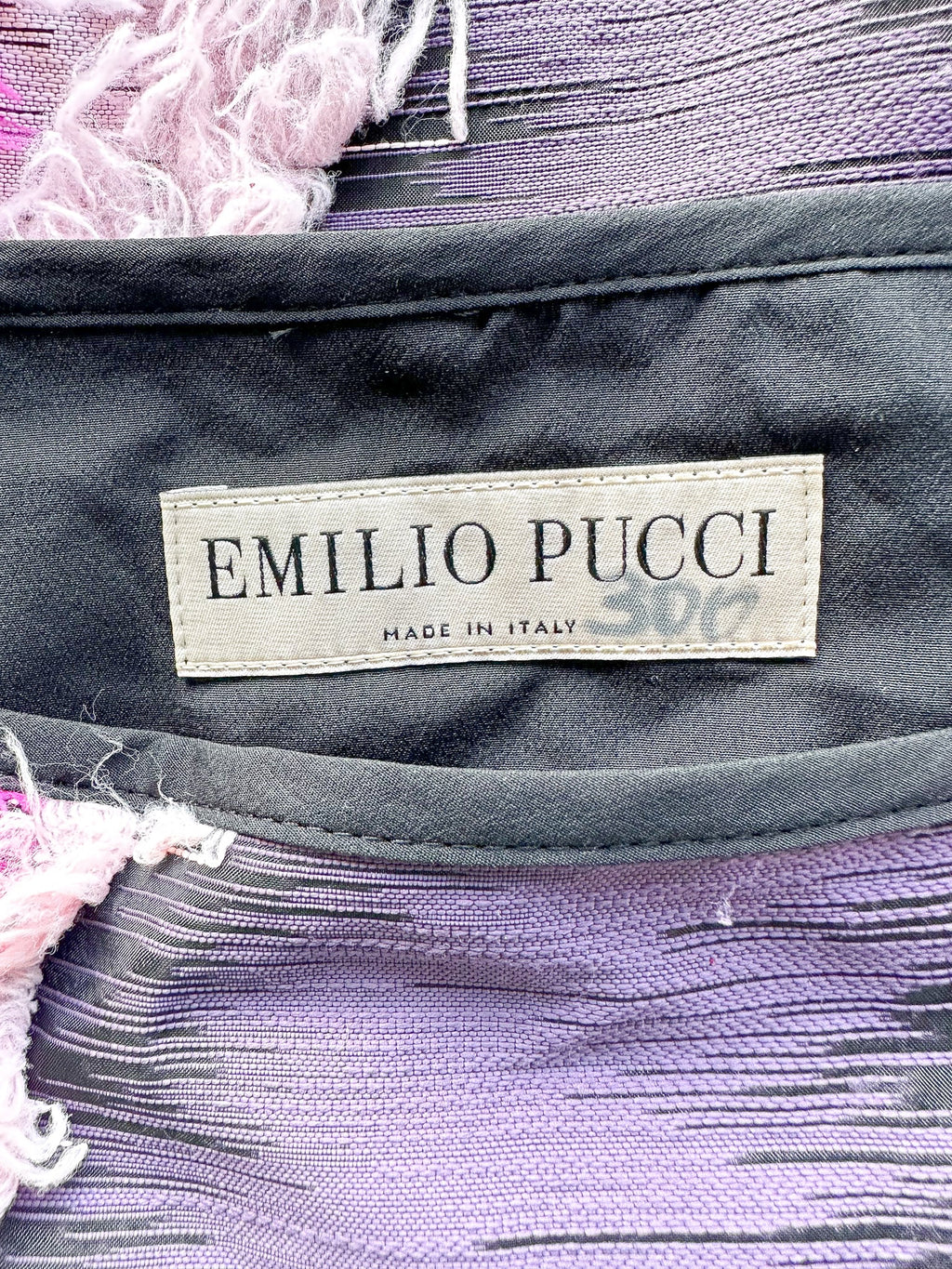 Mini-jupe à franges rose et noire à rayures Emilio Pucci