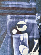 Coperni X-Ray Blue Print Logo Front Long Sleeve High Neck Mini Dress