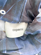 Coperni X-Ray Blue Print Logo Front Long Sleeve High Neck Mini Dress