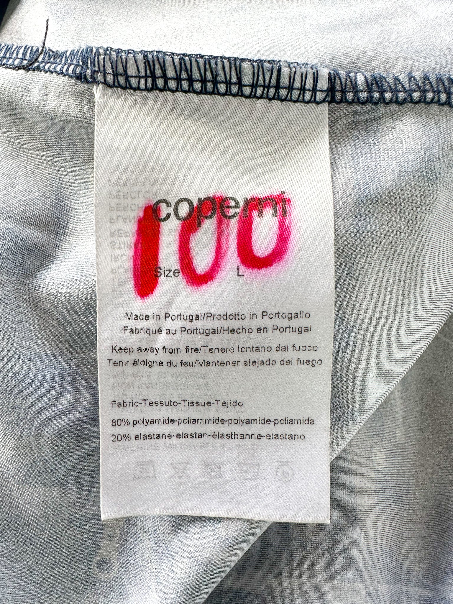 Coperni X-Ray Blue Print Logo Front Long Sleeve High Neck Mini Dress