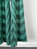 Halpern Sequin Emerald Green Cut-Out Bra Backless Party Mod 70s Jumpsuit