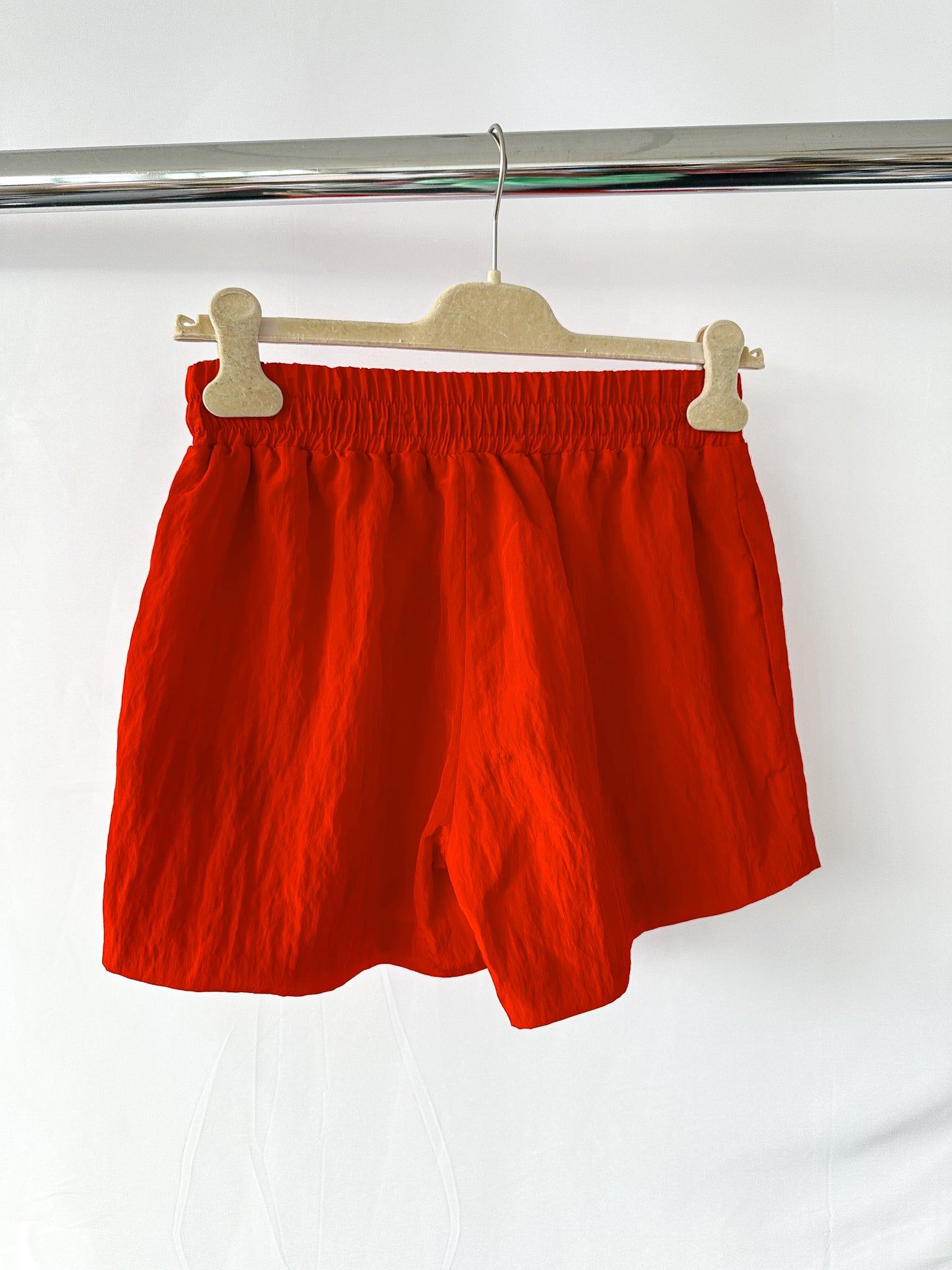 David Koma Red Taffeta Mini Shorts