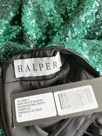 Halpern Sequin Emerald Green Cut-Out Bra Backless Party Mod 70s Jumpsuit