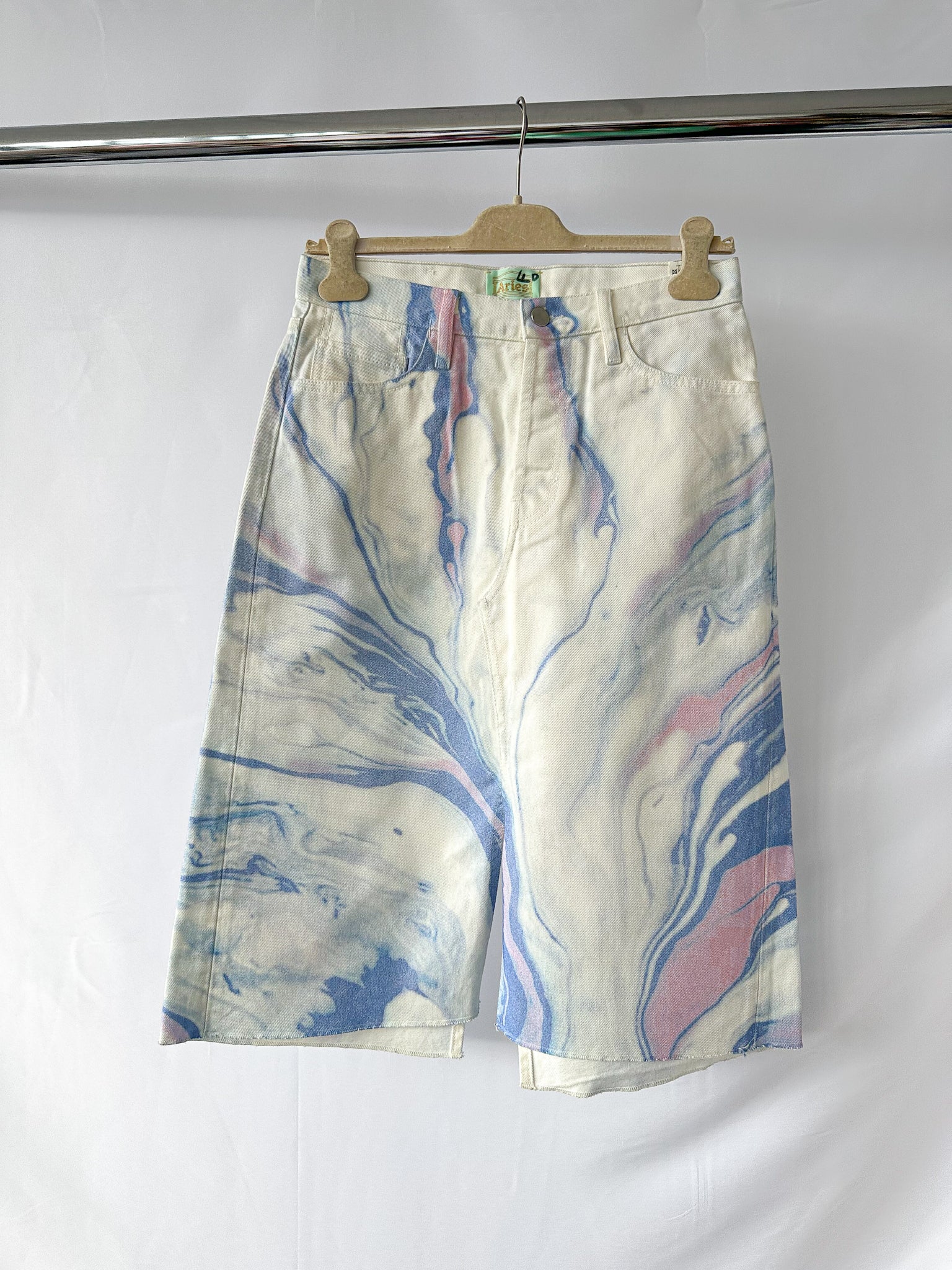 Aries Marble Print Denim Skirt