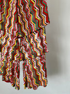 Osman London Rainbow Red Yellow Pink Sequinned Strapless Tiered Flounce Leg Tamina Jumpsuit