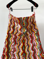 Osman London Rainbow Red Yellow Pink Sequinned Strapless Tiered Flounce Leg Tamina Jumpsuit