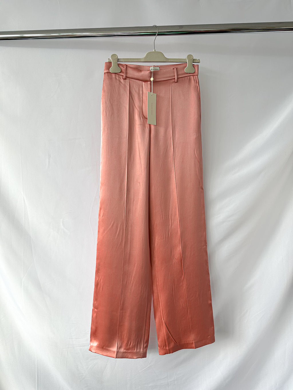 Magda Butrym Pink Silk Satin Tailored Trousers