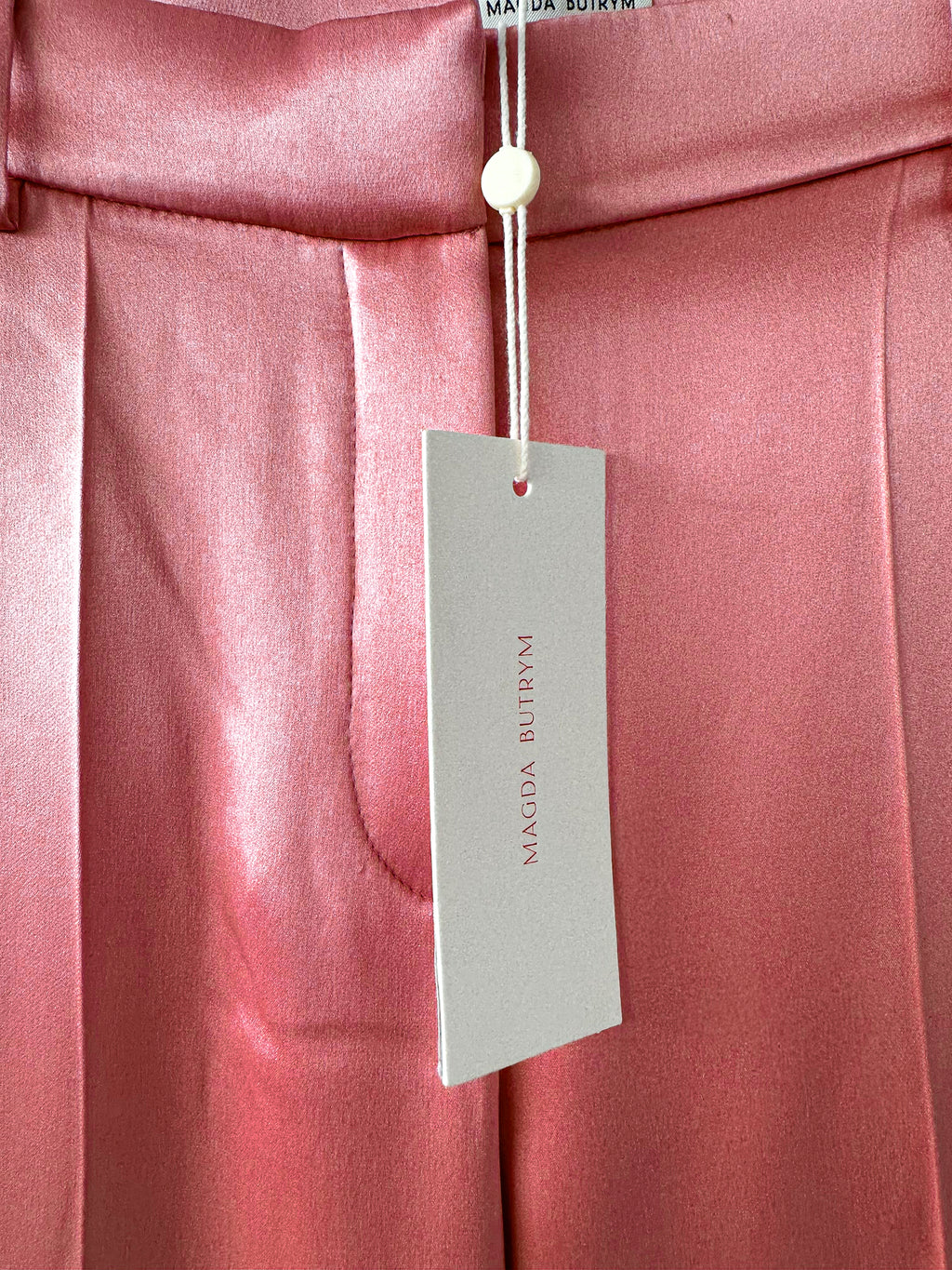 Magda Butrym Pink Silk Satin Tailored Trousers