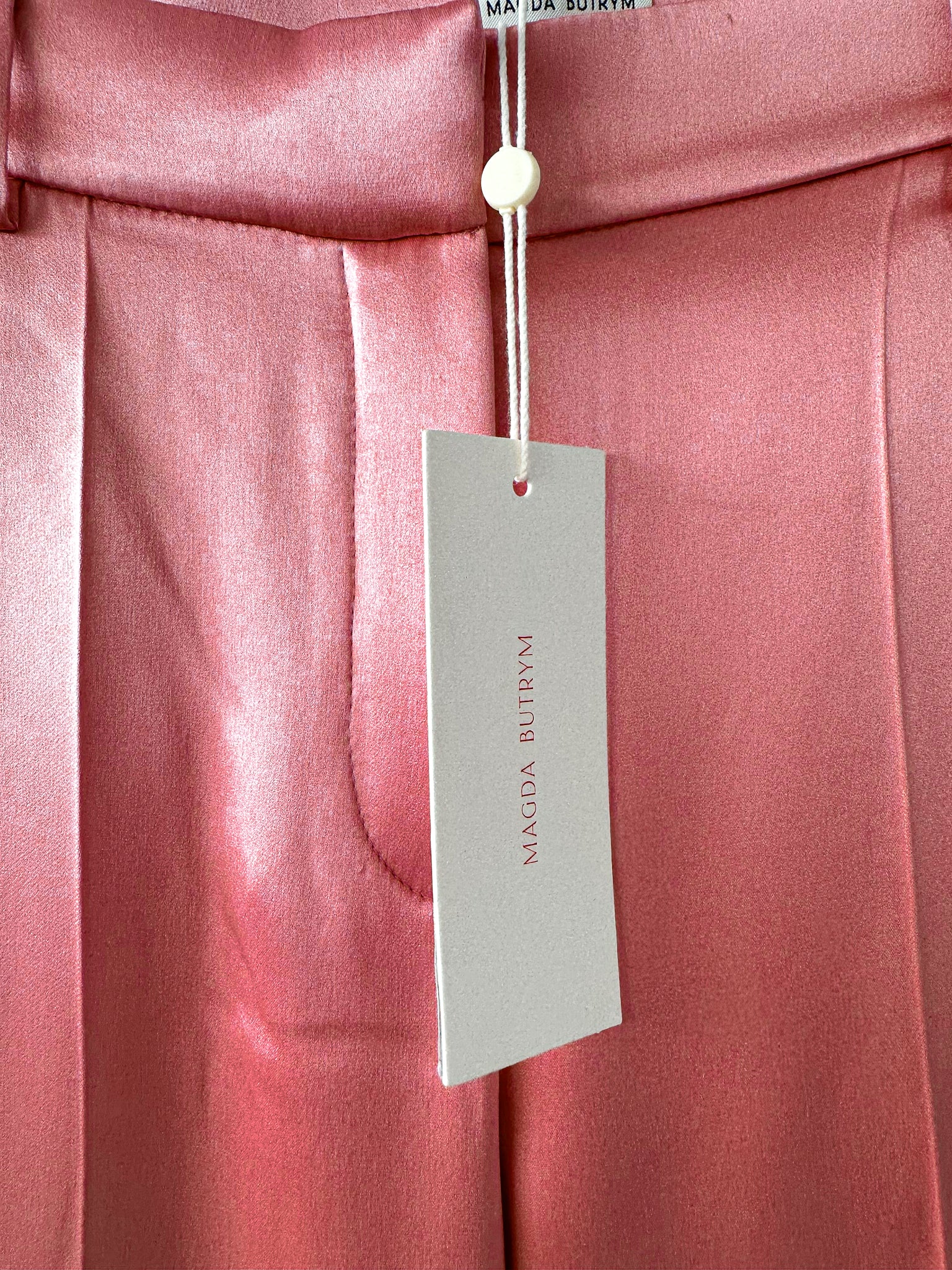 Magda Butrym Pink Silk Satin Tailored Trousers