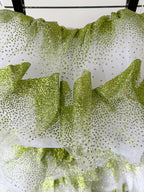 Halpern Shimmery Green Tiered Tulle Poofy Ruffle Strapless Mini Dress