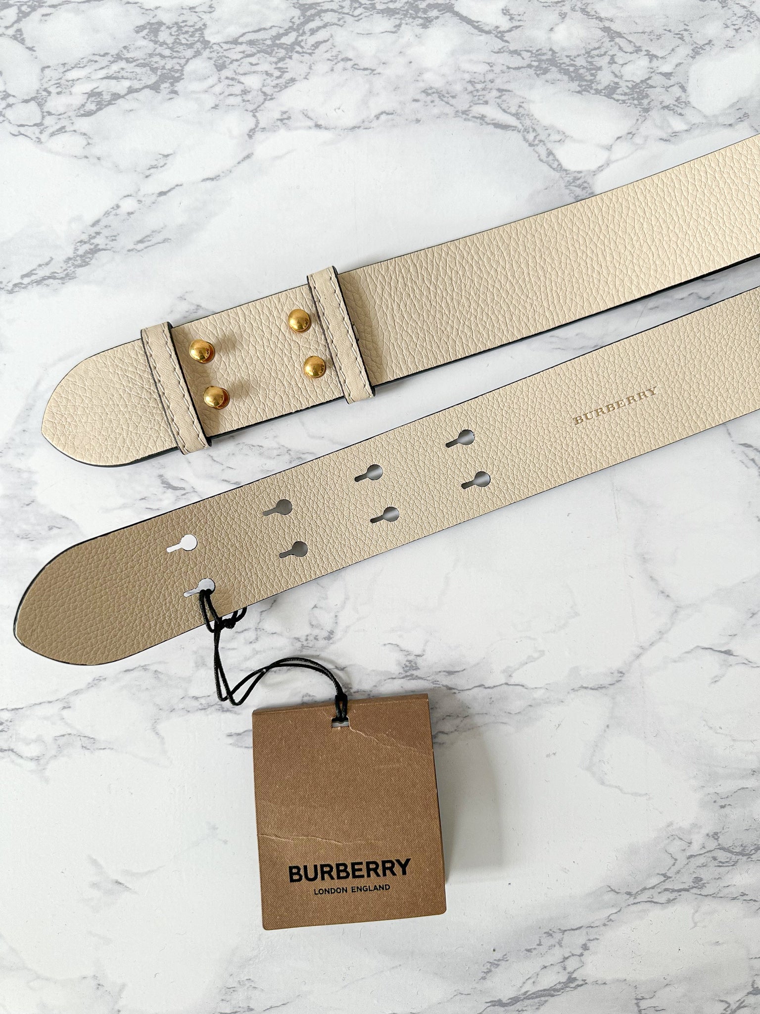Burberry The Medium Belt Bag Grainy Leather Belt Neutral White