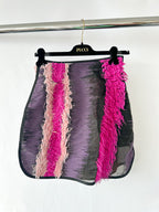 Mini-jupe à franges rose et noire à rayures Emilio Pucci