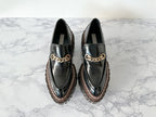 STELLA MCCARTNEY Black Emilie Chain-Strap Faux-Leather Platform Loafers (EU 35)