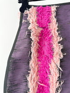 Mini-jupe à franges rose et noire à rayures Emilio Pucci