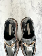 STELLA MCCARTNEY Black Emilie Chain-Strap Faux-Leather Platform Loafers (EU 35)