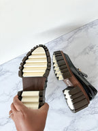 STELLA MCCARTNEY Black Emilie Chain-Strap Faux-Leather Platform Loafers (EU 35)