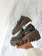 STELLA MCCARTNEY Black Emilie Chain-Strap Faux-Leather Platform Loafers (EU 35)