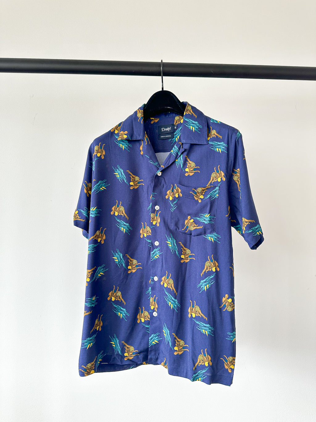 Drake's Navy Bathers Holidays Camp Collar Shirt - House Of Huntington