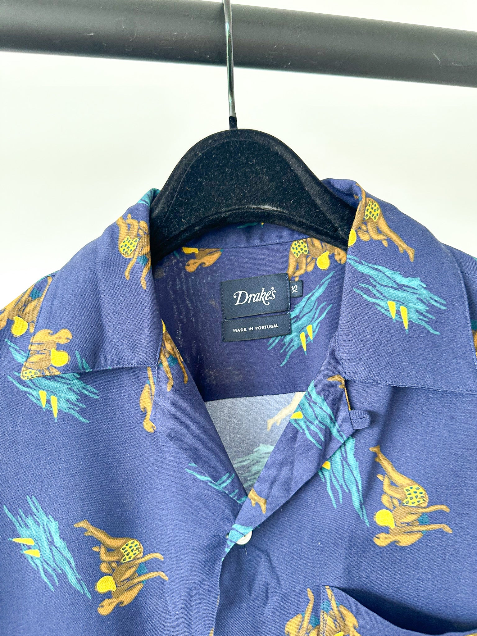 Drake's Navy Bathers Holidays Camp Collar Shirt - House Of Huntington