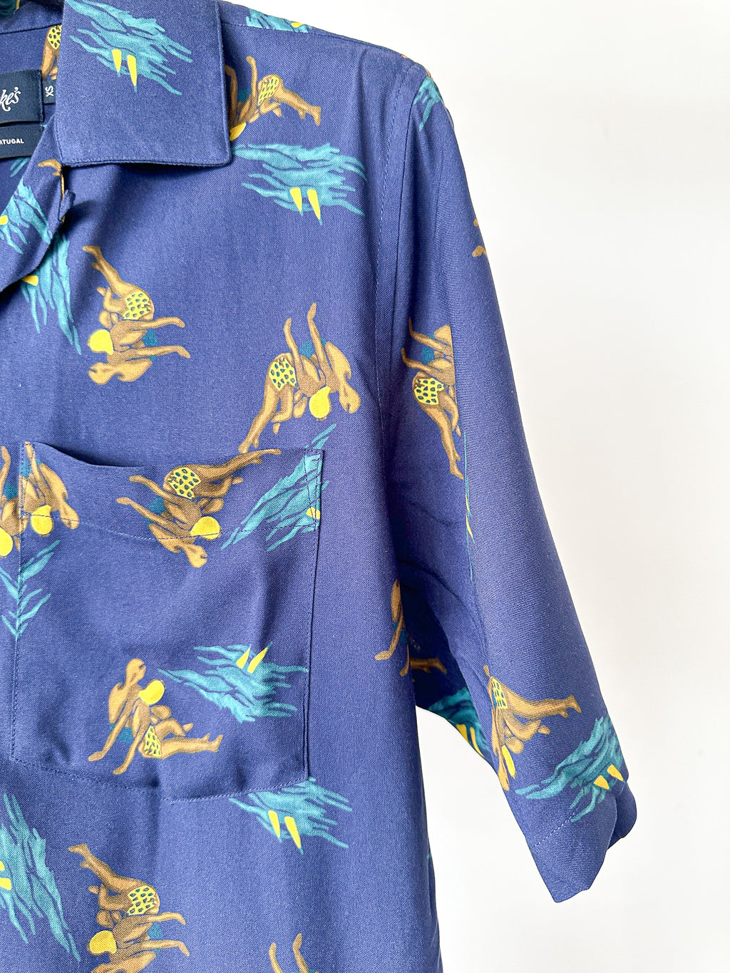 Drake's Navy Bathers Holidays Camp Collar Shirt - House Of Huntington