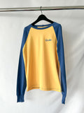 Drake's Long Sleeve Navy & Yellow Hiking Tee With Chain Stitch Logo
