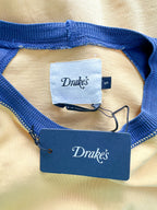 Drake's Long Sleeve Navy & Yellow Hiking Tee With Chain Stitch Logo