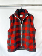 Drake's Buffalo Check Wool Blend Bouclé Vest Gilet In Red Black