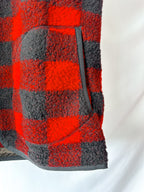 Drake's Buffalo Check Wool Blend Bouclé Vest Gilet In Red Black