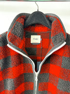 Drake's Buffalo Check Wool Blend Bouclé Vest Gilet In Red Black