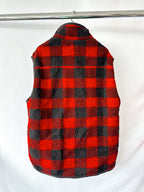 Drake's Buffalo Check Wool Blend Bouclé Vest Gilet In Red Black