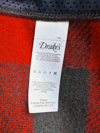 Drake's Buffalo Check Wool Blend Bouclé Vest Gilet In Red Black