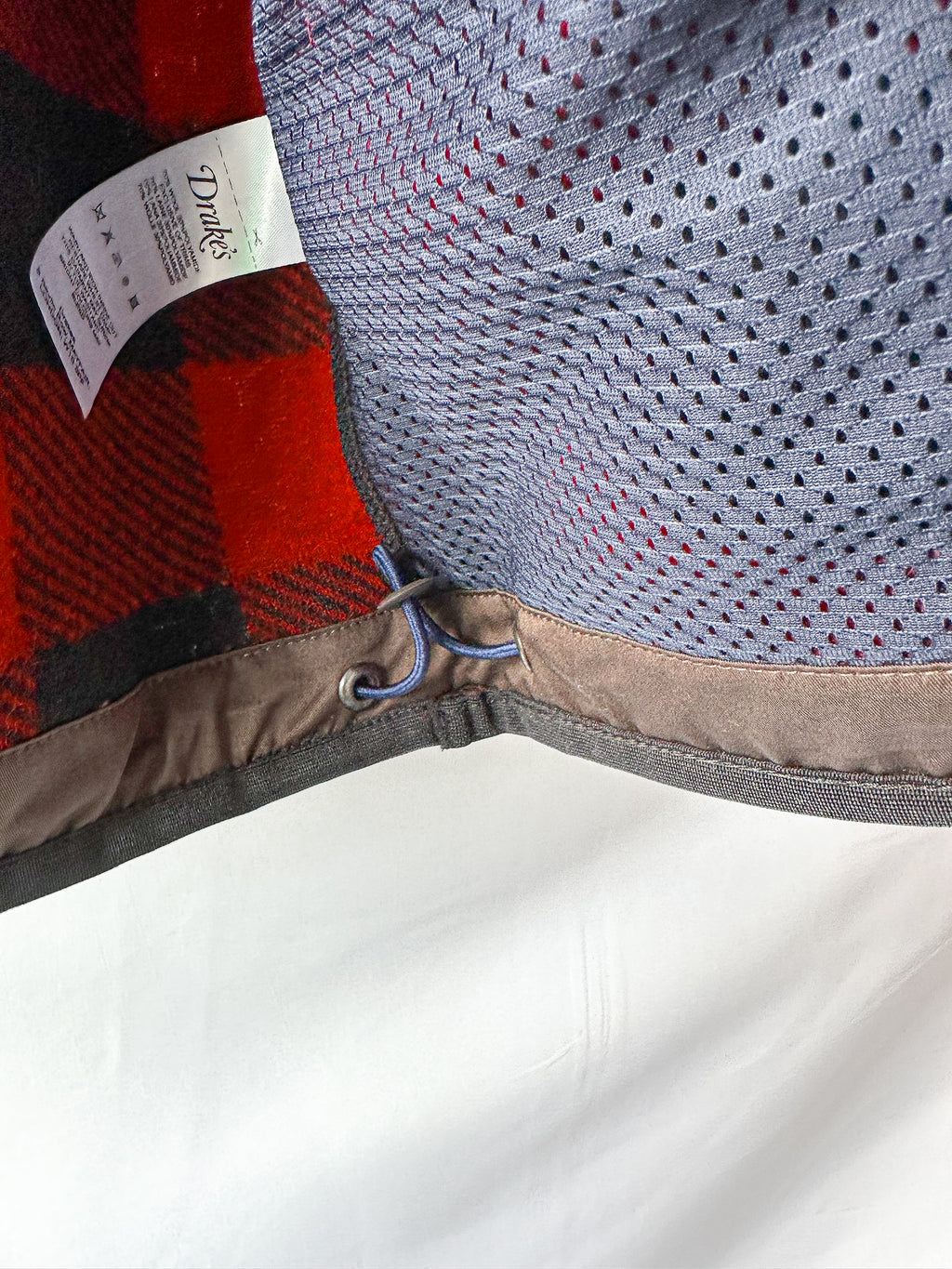 Drake's Buffalo Check Wool Blend Bouclé Vest Gilet In Red Black