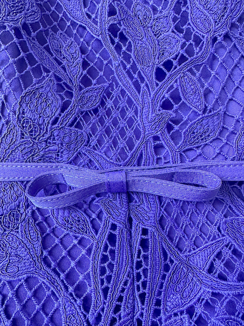 Self-Portrait Cobalt Blue Lace Belted Midi Dress