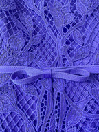 Self-Portrait Cobalt Blue Lace Belted Midi Dress